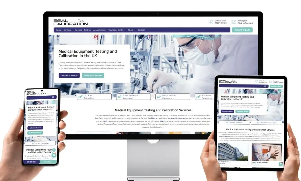 Website Design UK - Seal Calibration Website - Web Design and SEO Company Limited