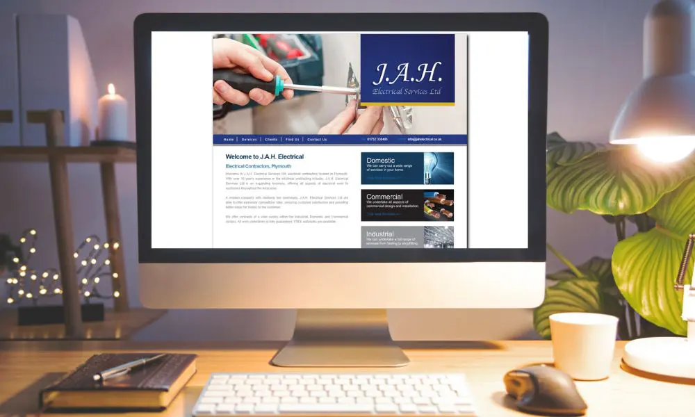 JAH Electrical Services Website - Old Outdated Website on Computer - Web Design and SEO Company Limited