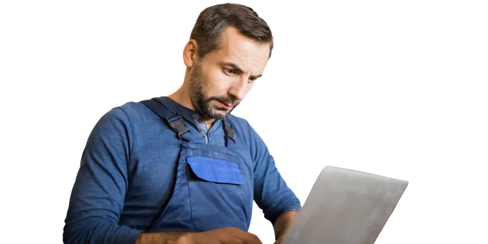 Local SEO Services - Tradesman Looking at Laptop - Web Design and SEO Company Limited